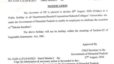 रक्षाबंधन पर हिमाचल में 28 अगस्त को सार्वजनिक अवकाश