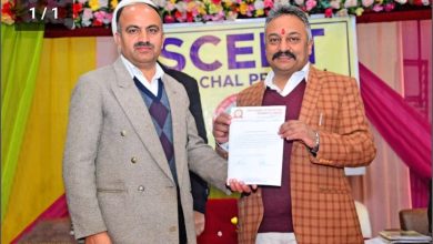 Honoured by Education Minister.Rohit Thakur  at SCERT Solan for acting as a Resource Person for Teacher’s Training
