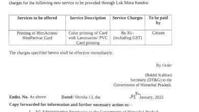 हिम परिवार कार्ड के लिए ये है सर्विसिस चार्जेस