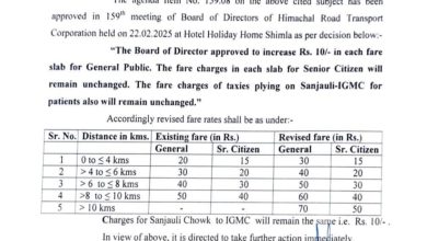 शिमला में  HRTC टैक्सी का किराया बढ़ा
