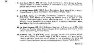 IAS के तबादला आदेश जारी