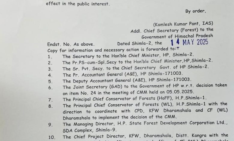 जंगलात महकमे का बड़ा दफ्तर शिमला से धर्मशाला भेजे जाने की अधिसूचना जारी