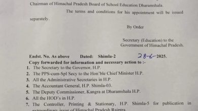 लंबे समय से रिक्त पड़े हिमाचल प्रदेश शिक्षा बोर्ड अध्यक्ष के पद पर डॉक्टर राजेश शर्मा की ताजपोशी