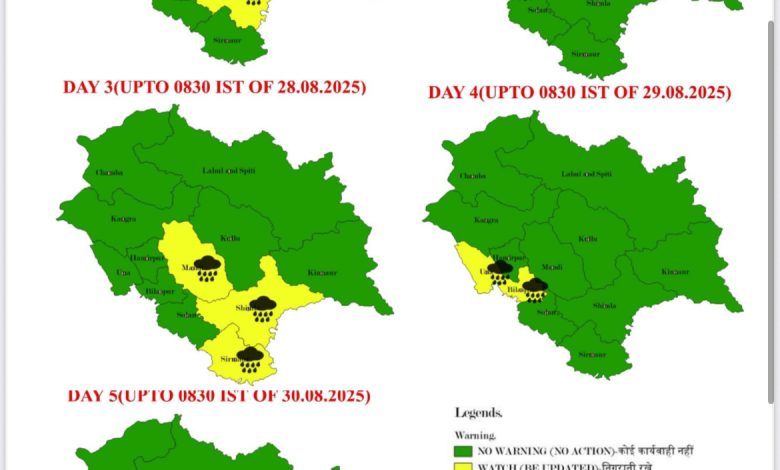 हिमाचल में मानसून का कहर! 25-26 अगस्त को भारी से बहुत भारी बारिश का रेड अलर्ट हिमाचल में मानसून का कहर! 25-26 अगस्त को भारी से बहुत भारी बारिश का रेड अलर्ट