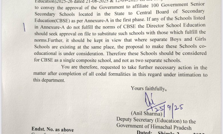 बड़ी खबर: 100 वरिष्ठ माध्यमिक सरकारी स्कूलों को CBSE से जोड़ने की स्वीकृति बड़ी खबर: 100 वरिष्ठ माध्यमिक सरकारी स्कूलों को CBSE से जोड़ने की स्वीकृति