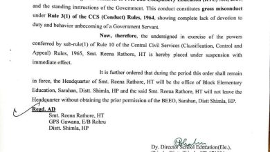 कार्रवाई : छात्र को कांटेदार झाड़ी से पीटने का मामला: शिक्षिका निलंबित कार्रवाई : छात्र को कांटेदार झाड़ी से पीटने का मामला: शिक्षिका निलंबित