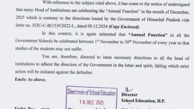 हिमाचल प्रदेश के सभी सरकारी स्कूलों में हर साल केवल नवंबर माह में एनुअल फंक्शन