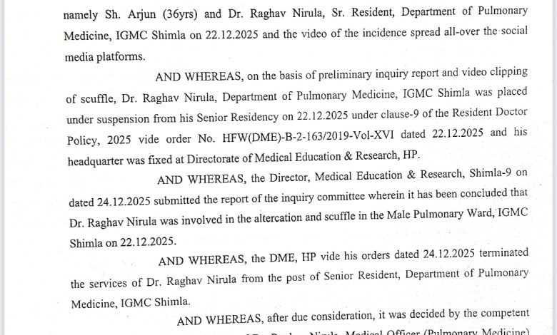 डॉ. राघव की बर्खास्तगी रद्द: HMOA ने मुख्यमंत्री सुक्खू का जताया आभार