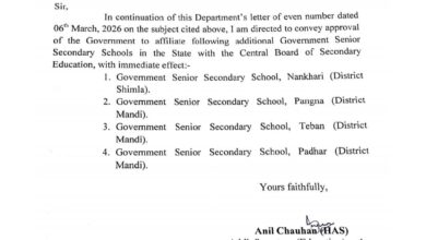 हिमाचल के 4 सरकारी स्कूल अब CBSE से संबद्ध
